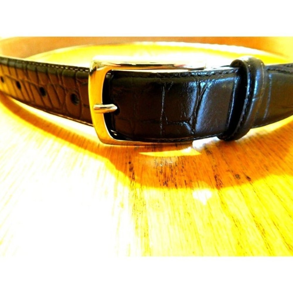 NEW Cole Haan Mens  Chocolate (dark brown) Belt 40 Leather FAUX CROC